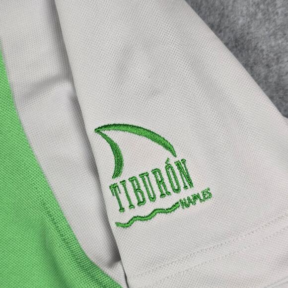 Footjoy Shirt Mens Size Medium Tiburon Naples Green White Polo Athletic Fit - Picture 3 of 15